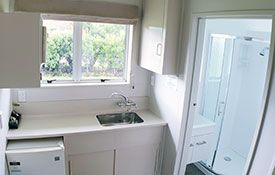 twin studio kitchen/bathroom